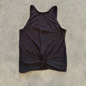 ATHELTA high neck twist front tank with back scoop. Size XS, black